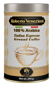 پودر قهوه  روبرتو ونزینی Roberto Veneziani اسپرسو 100% عربیکا حجم 250 گرمی